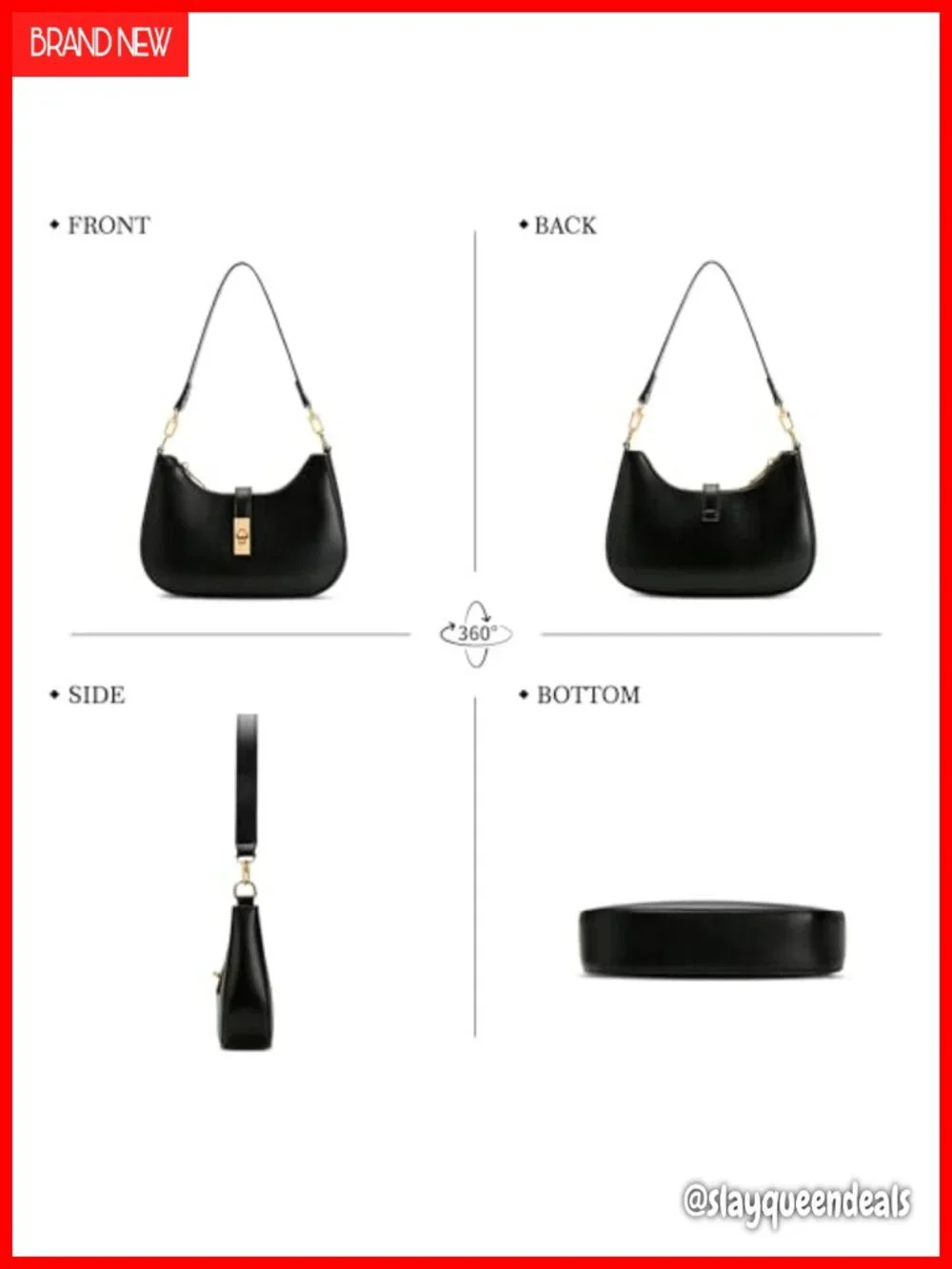Vegan Leather Hobo Crossbody Bag with Zipper Closure